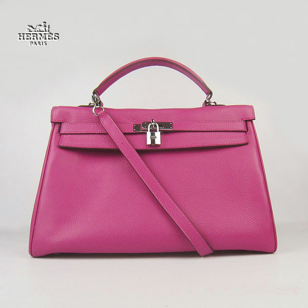 6308 Hermes Kelly 35 centimetri Togo Leather Bag Peachblow 6308 Argento Ha